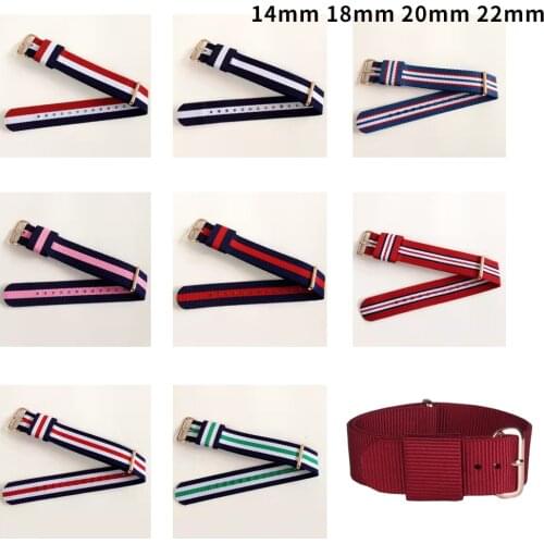 18mm 20mm 22mm 14mm Army Sports Nato Strap Fabric Nylon Watchband Buckle Belt for 007 James Bond Watch Bands Colorful Rainbow