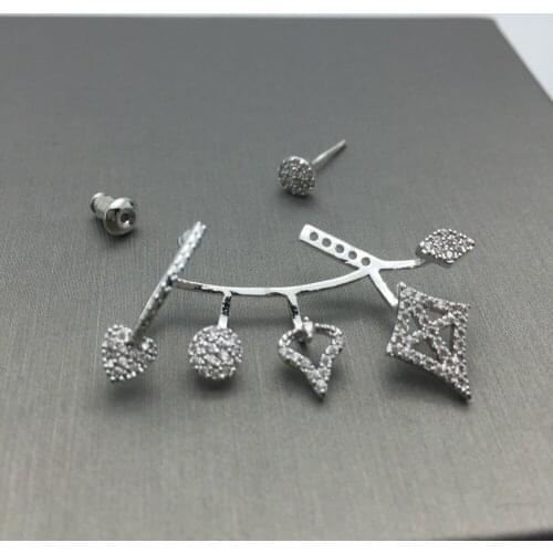 Luxury fashion accessories heart shaped stud earring brincos AAA cubic zironia single right ear wearing