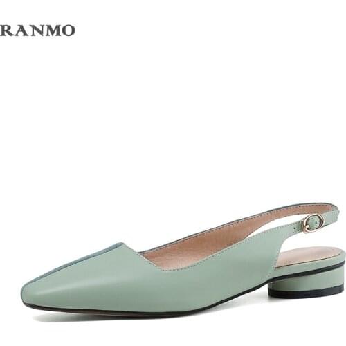 2021 Summer New Color Matching Square Toe Sandals Low Heels Flat Shoes Women Sandals Sheep Suede Casual Comfortable Women Shoes