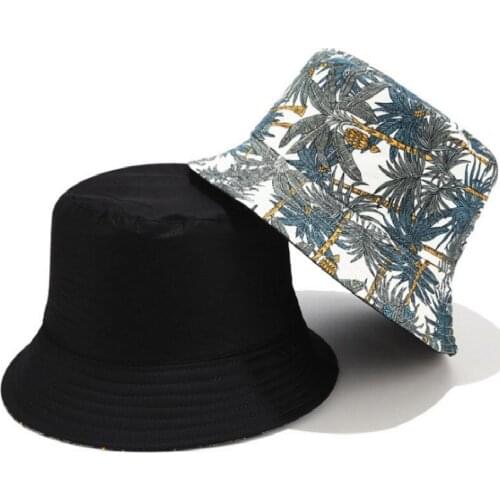 Banana Tree Bucket Hat Cap Casual Printed Reversible Women Panama Spring Summer Two Side Wear Cotton Sun Hat Hiking Fishing Cap