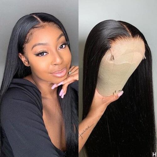 Silky Straight 180% Remy Brazilian Human Hair Lace Front Wig For White/Black Women With Babyhair Natural Hairline Can Dye Permed