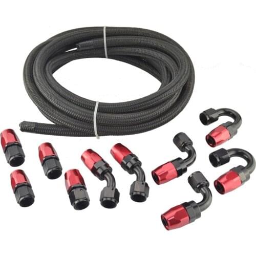 5 Meter AN8 Nylon Stainless Steel Braided CPE synthetic rubber Hose+10Pcs Hose End Adaptor Fittings Kit Oil/Fuel Hose Line