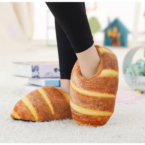 Simulation Bread Couple Slippers Women Toast Bread Slides Winter Lazy Home Ladies Cotton Slippers Female Cotton Shoes Sandals