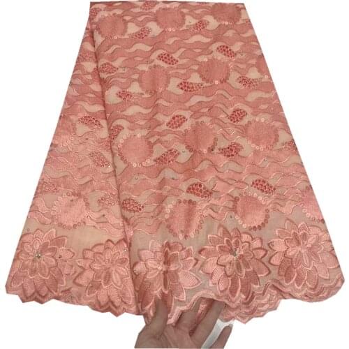 Swiss Voile Lace African Lace Fabric High Quality African 100% Cotton Fabric 5Yards Swiss Lace Fabric for Wedding Dress t70-9