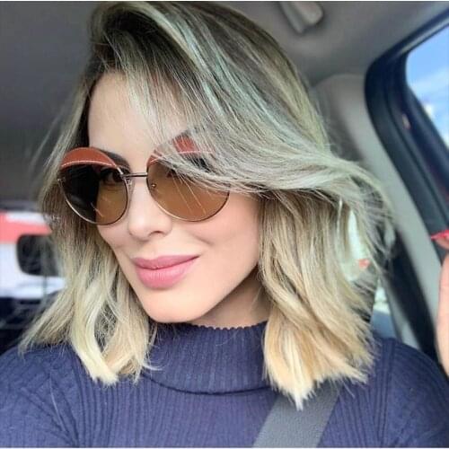 Vintage Shades Round Sunglasses Ladies Trending Fake Original Luxury Brand Sun Glasses For Men Women Fashion Red leather Glasses