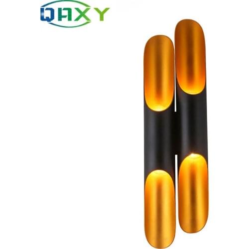 Included LED Bulbs Modern Black/White Inside Gold Outside Alluminum Wall Light Attractive Single/Double Tubes Bedside Wall Lamp