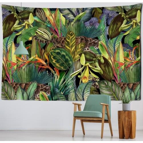 Tropical Rainforest Tapestry Wall Hanging Animal World Natural Scenery Psychedelic Witchcraft Bohemian Hippie Home Decor