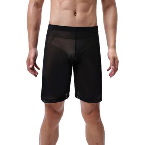 Men Sexy Lingeire See-through Chiffon Loose Shorts Beach Pants Gay Sissy Boxer Shorts Panties Erotic Underwear Fetish Pants