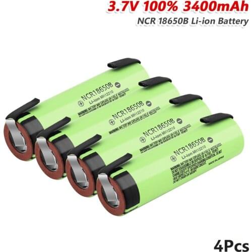 YCDC 18650 3.7 v 3400 mah Lithium Rechargeable Battery NCR18650B Discharge 20A With DIY Nickel Tabs For flashlight batteries