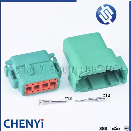 Green Deutsch 12 Pin Sealed waterproof connector DTM06-12SC DTM04-12PC Automotive Connector Heavy Truck Wiring Harness Plug