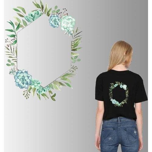 Leaf Flower Iron Patches For Clothing Fashion Thermal Stickers DIY T-Shirt Jacket decals Patch Iron Sticker Heat Transfer Vinyl