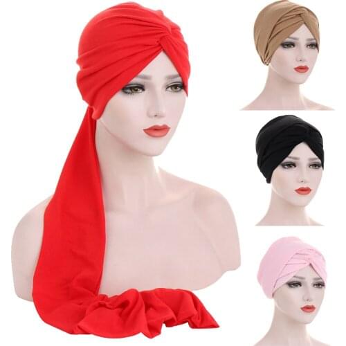 Women Muslim Hat Beanie Cross Head Wrap Turban Caps Islamic Cancer Bonnet Headscarf Chemo Hair Loss Arab Ladoes Caps Headwear
