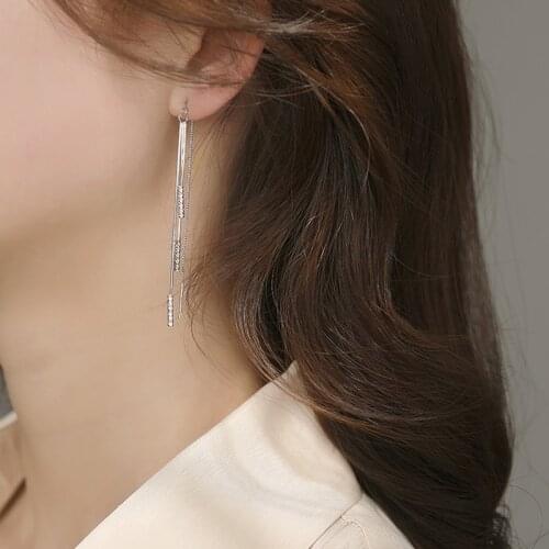 VENTFILLE 925 Sterling Silver Dangle Drop Long Tassel Earrings for Women Banquet Statement Earrings