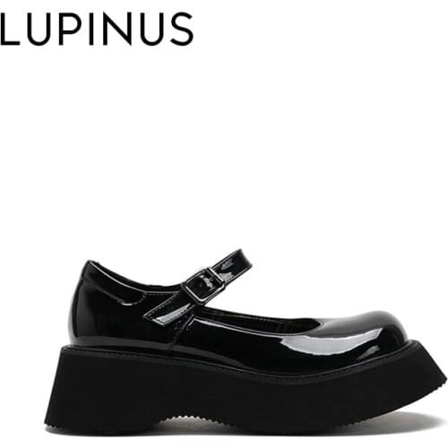 LUPINUS Fashion Platform Women Mary Jane Shoe 2021 New Chunky Heel Retro Women Single Shoe College Style Women Leather Shoe