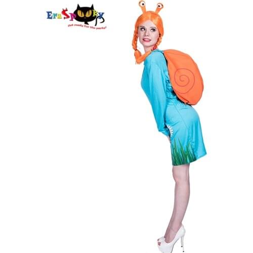 Eraspooky Cute Cartoon Snail Anime Cosplay Women Halloween Costume for adult Carnival Party Funny Fancy Dress Wig