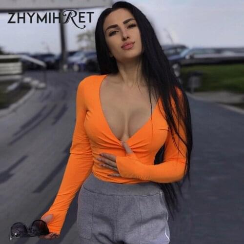 ZHYMIHRET 2020 Summer Neon Color Bodysuit Women Rompers Long Gloved Sleeve O Neck Female Skinny Body Mujer Streetwear