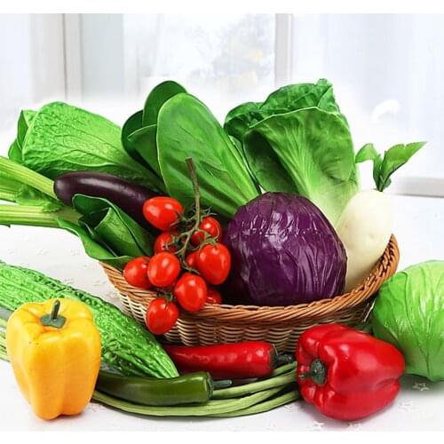 1 Piece Artificial Simulated Vegetables Green Pu Material Fake Vegetable Model Childrenkitchen Toys Artificial Foods Home Decor