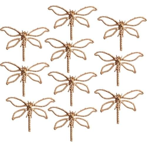 10pcs Alloy Dragonfly Flatback Embellishments DIY Scrapbook Decor Craft Gold 6 x 3.6 cm