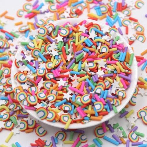 100g/Lot Colorful Candy Rainbow Clay Figures Mixed Sprnkles Soft Pottery Slices for DIY Crafts Accessories