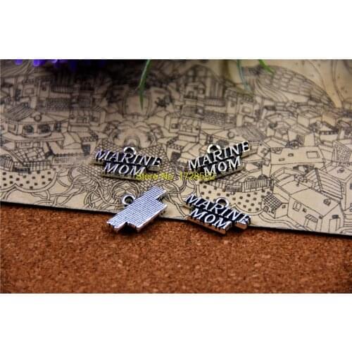 100pcs-- 20*10MM Antique silver MARINE MOM Charms DIY Charms Pendants