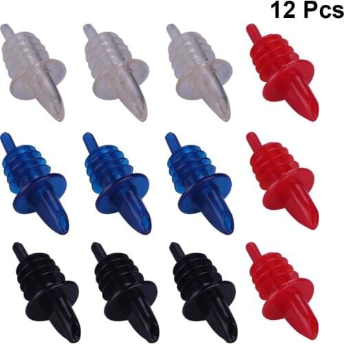 12pcs Wine Pours Spirit Plastic Free Flow Liquor Spout Stopper Bottle Pourer for Bar Cocktail Wine Home