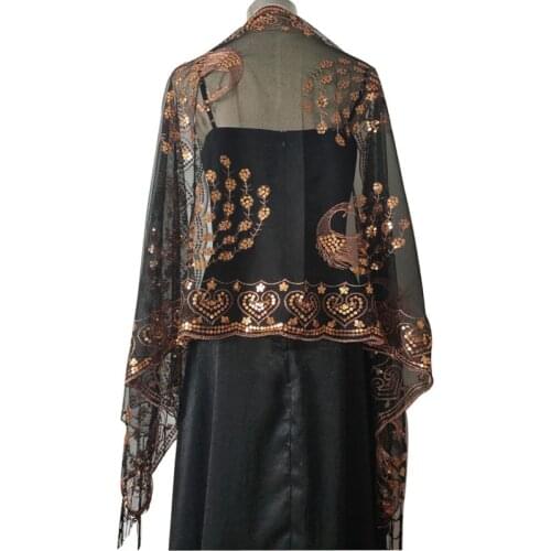 2020 New Peacock embroidery sequins shawls and wraps for party dress Wedding Cape bride dress shawl female wrap shoulder scarf