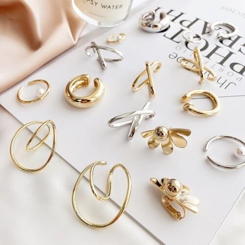 2020 New Design Metal Ear Cuff Earrings without Piercing Geometric Minimalist Cartilage Earrings for Women Girls Jewelry
