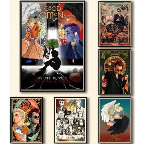 29 Designs Tv Show Good Omens Whitepaper Poster Artwork Homedecal Fancy Wall Sticker for Coffee House Bar
