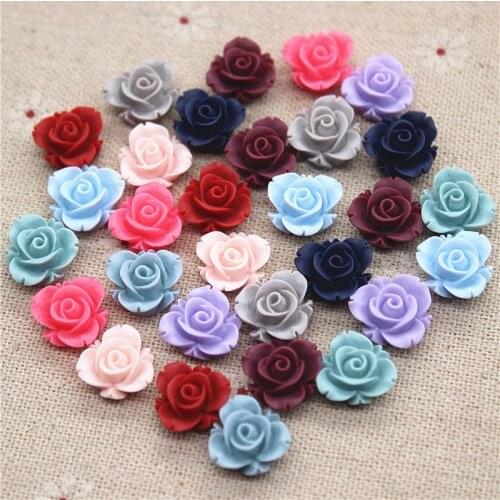 50PCS Mix Colors 13mm Cute New Resin Vintage Flowers Flatback Cabochon DIY Scrapbooking Craft Making