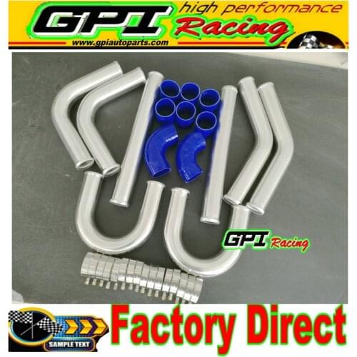 2.25" INCH 57mm UNIVERSAL 8 PCS ALUMINUM INTERCOOLER TURBO PIPE PIPING KIT HOSE