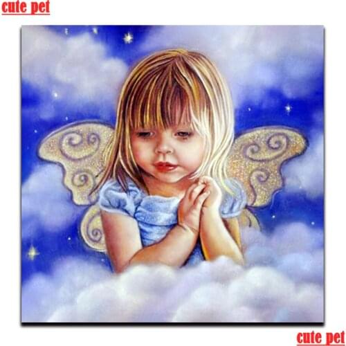 DIY Diamond Painting Cross Stitch Cute angel girl Diamond Embroidery 5D Diamond Decoration Full Square Drill Handmade Child gift