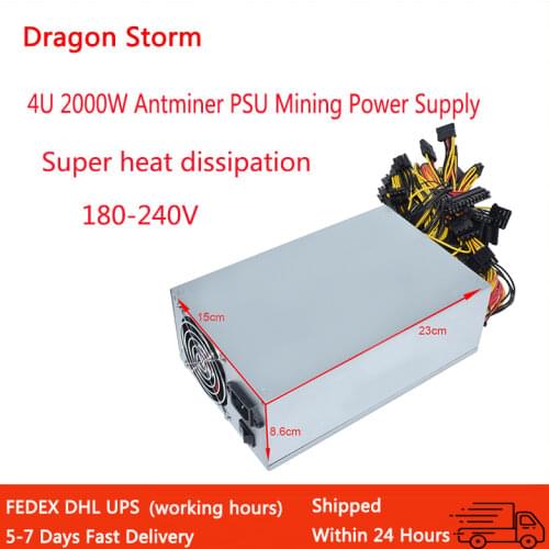 ATX 2000W Antminer PSU Mining Power Supply Super heat dissipation Pc Bitcoin Miner R9 380 390 RX 470/480 570 1060 A6 A7 S5 S7 T9