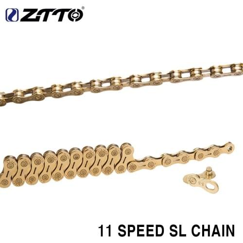 ZTTO Mountain Road Bike Chains 11Speed Golden Coating Chain 11v Hollow Technology 11S Gold Line High Quality Durable Link Sports