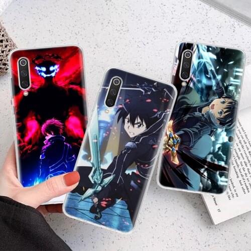 Sword Art Online Kirito Asuna Silicon Phone Case For Xiaomi Note 10 Mi 11 9 8 CC9 10T 9T 5X 6X A3 A2 A1 Lite Pro Poco F1 X3 Cove