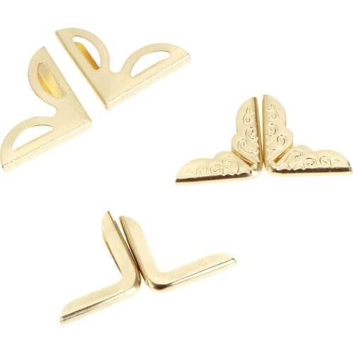 100pcs Golden Wooden Box Iron Scrapbooking Albums Corner Bracket Antique Decorative Protectors Crafts For Furniture Hardware
