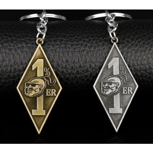 Dongsheng Accessories Bandidos Motorcycle Club Keychain With 1%er Pendants Keyring Key Chain Keys Holder Vintage Jewelry