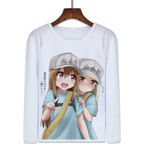 Anime Cells at Work T-shirt Erythrocite Red Blood Cell Print Long Sleeve Tops Casual Tees Unisex Spring Autumn t-shirts
