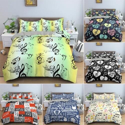 2/3Pcs Music Bedding Set Luxury Cozy Duvet Cover 3D Printed Quilt / Comforter Cover King Queen Size Bedclothes Bedroom Decor