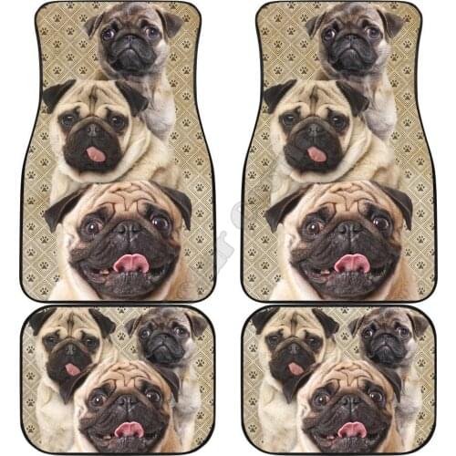 Pug Dog Car Floor Mats Funny For Pug Dog Lover 3D Printed Pattern Mats Fit for Most Car Anti Slip Cheap Colorful 02