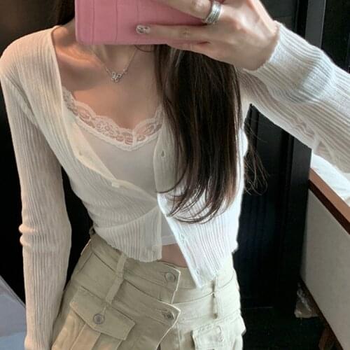 Summer Womens Indoor Air Conditioning Shirt Female Long Sleeve Sun Protection Clothing Perspective Loose Sunscreen Casual Tops