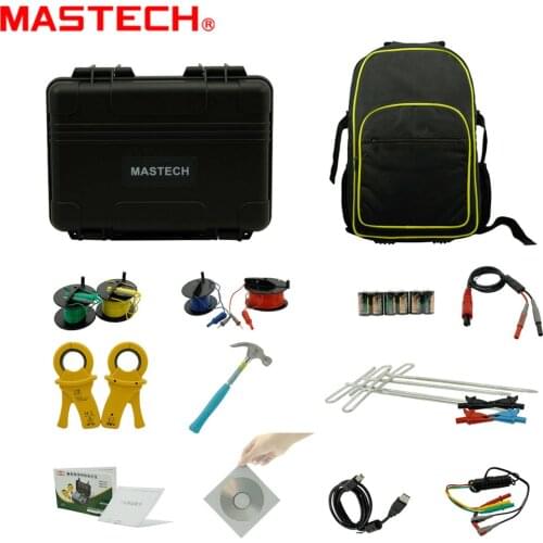 MasTech MS2308 2/3/4 Pole Double Clamps Earth Ground Resistance Tester Meter Soil Resistivity RK Wire Compensation Tester USB