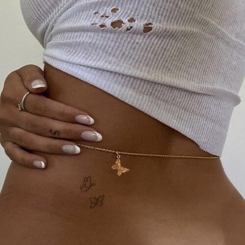 Sweet Sexy Butterfly Pendant Belly Chain Fashion Cute Body Waist Chain Beach Body Jewelry Gifts