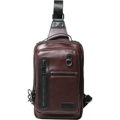 Mens Chest Bags high quality PU Leather Casual Crossbody Bags soft leather luxury male breast bag shoulder Pack Waist bags