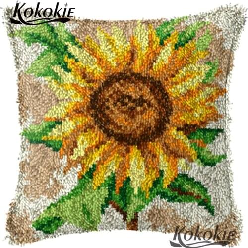 Crocheting Rug Kits Yarn cross stitch kits latch hook diy rug canvas flower pattern carpet cushion embroidery needlework sets