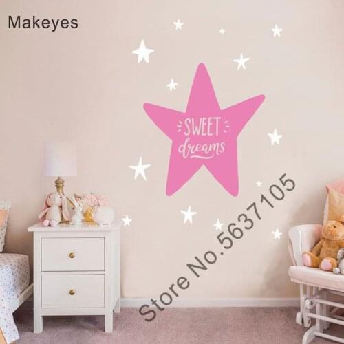 Makeyes Sweet Dreams Wall Decals Stars Baby Good Night Wall Sticker Home Sweet Decoration Vinyl Design Words DreamcWall Art Q007