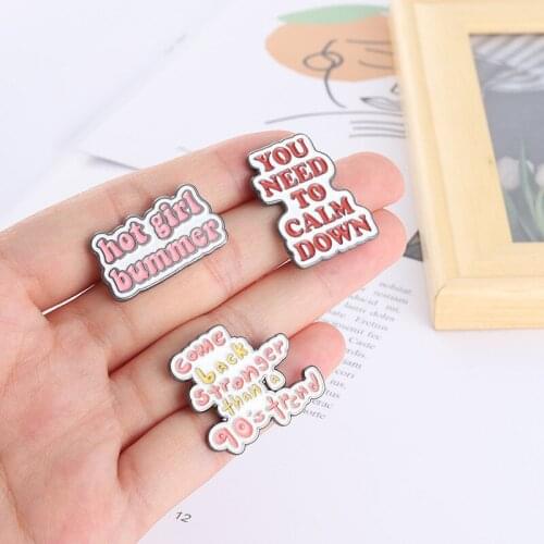 Latest Pink Letter Creative Slogan Brooch For Women Female Hot Girl Bummer Word Badge Lapel Enamel Pins Jewelry Gifts