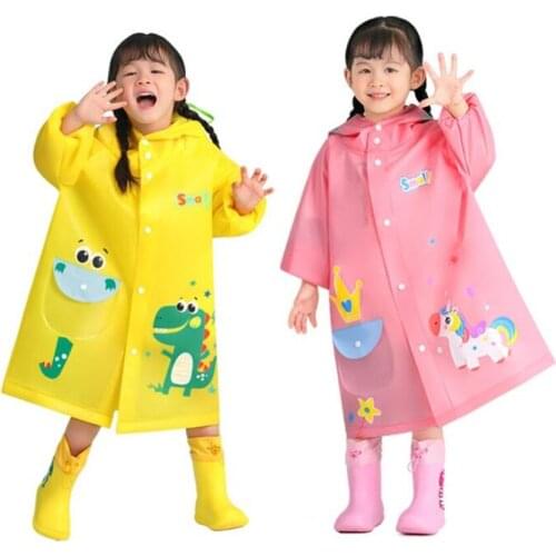 NEW Classic Children Raincoat Cartoon Dinosaur Kids Boys Girls Waterproof Rainwear Coat Poncho Primary School Students Rain Suit