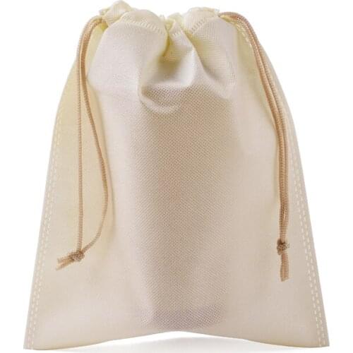 Organizador joyas bolsas de regalo 50pcs 25x30cm Beige Christmas Wedding Decoration Jewelry Packaging Drawstring Non Woven Bag