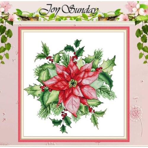 Christmas Red Flowers Patterns Counted Cross Stitch 11CT 14CT Cross Stitch Set DIY Cross-stitch Kits Embroidery Needlework