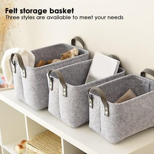 Foldable Felt Storage Bin Laundry Basket Collapsible Organizer Box With Handle For Clothing Kids Toy Book Bedroom Closet Drawer